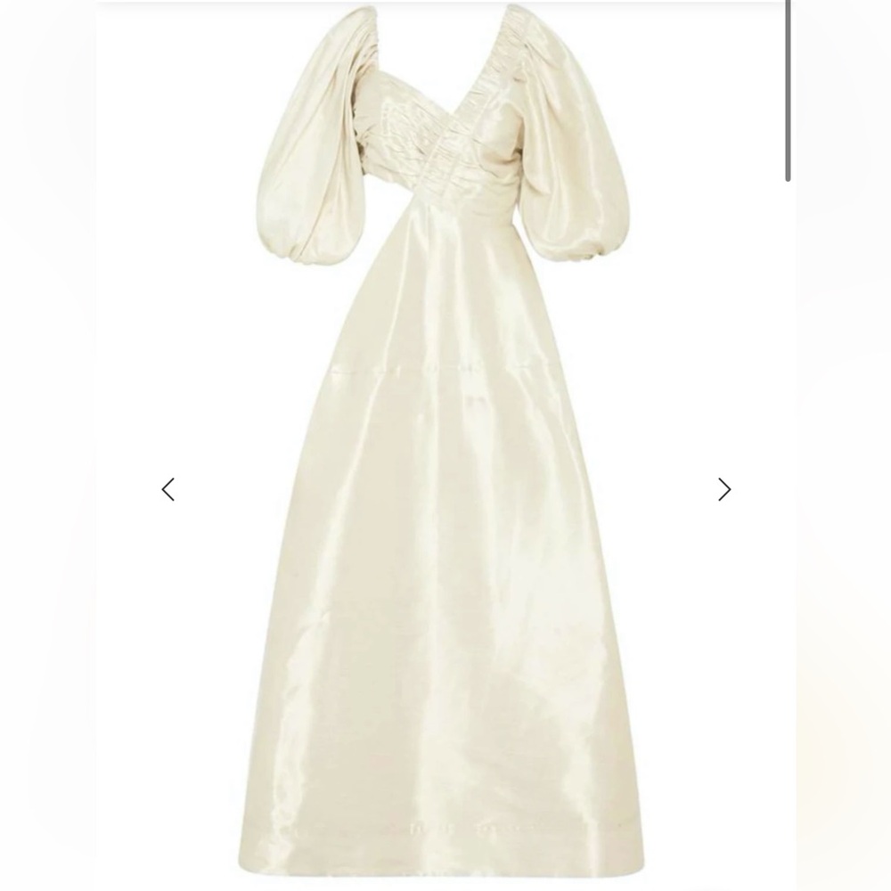 Aje gold Prima Midi Dress with puff sleeves